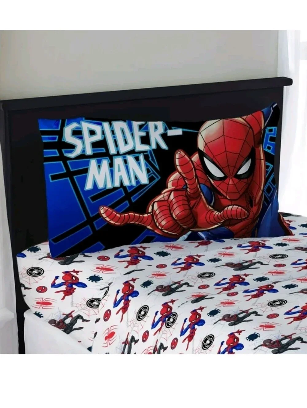 Spider-Man Kids 3-Piece Twin Sheet Set, Microfiber, White, Marvel